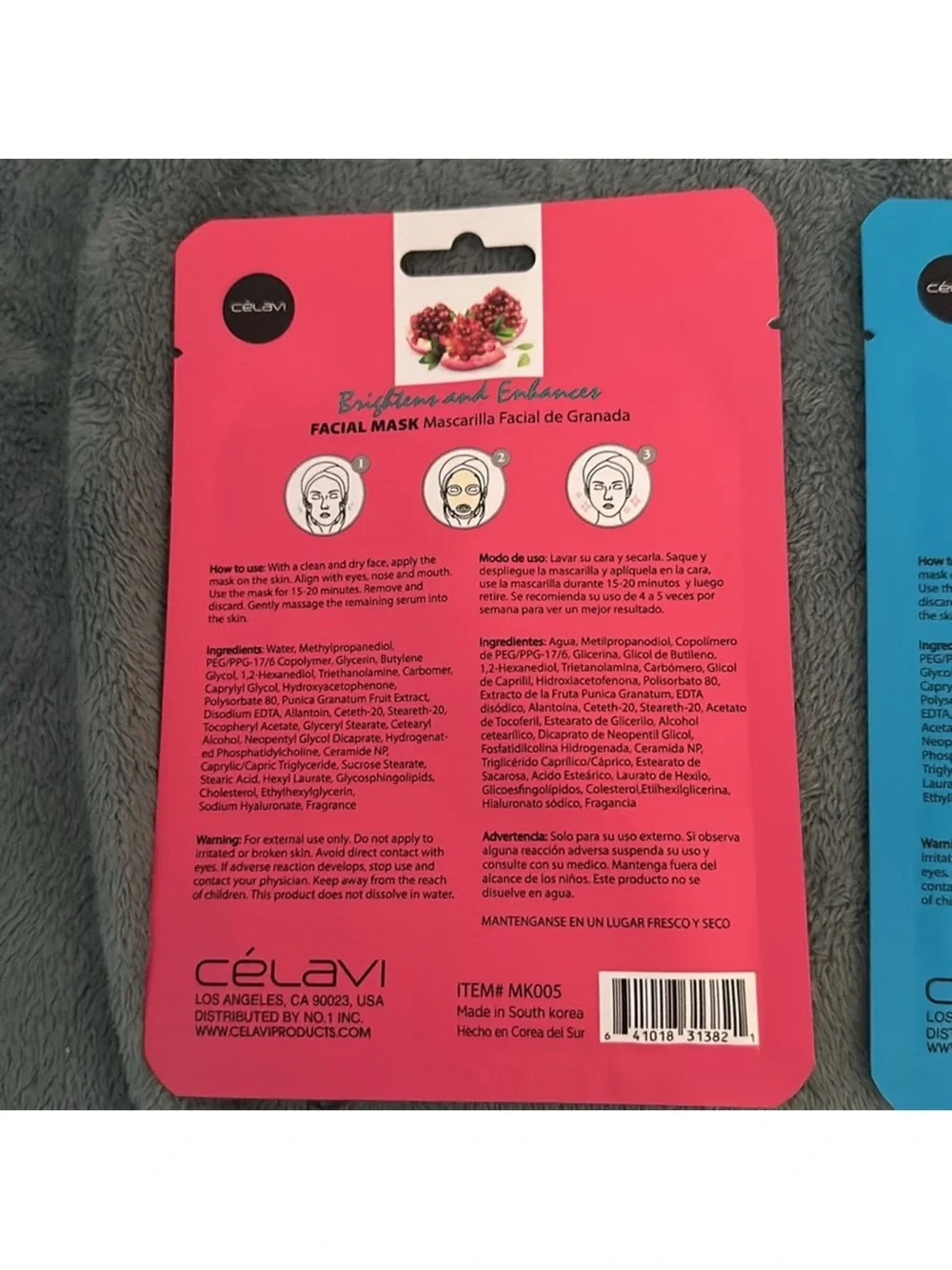 Celavi Facial Sheet Mask bundle of 3 New pomegranate, collagen, and ginseng